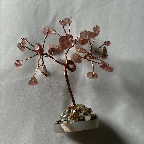 Natural Rose Quartz Copper Wire Wrapped Tree Of Life - Picture 2 of 10